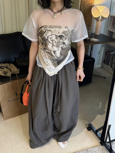 鬆弛感高腰褶皺闊腿配腰帶長褲4