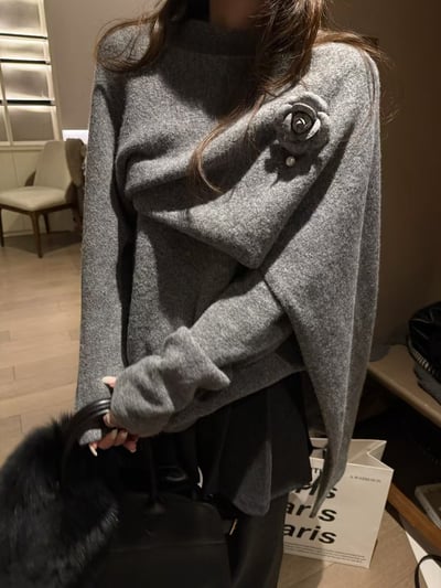 駱駝毛軟糯斗篷披肩毛衣1