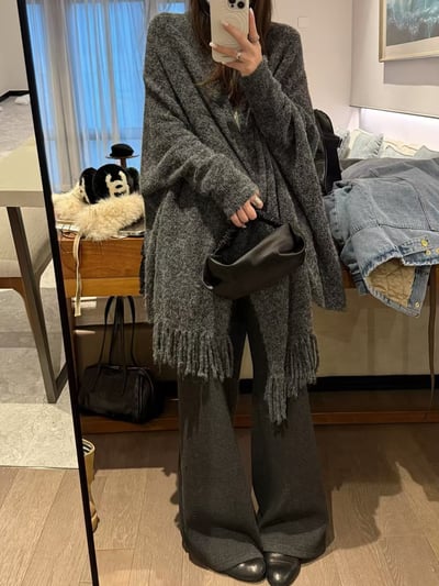 大披肩流蘇斗篷羊毛上衣3