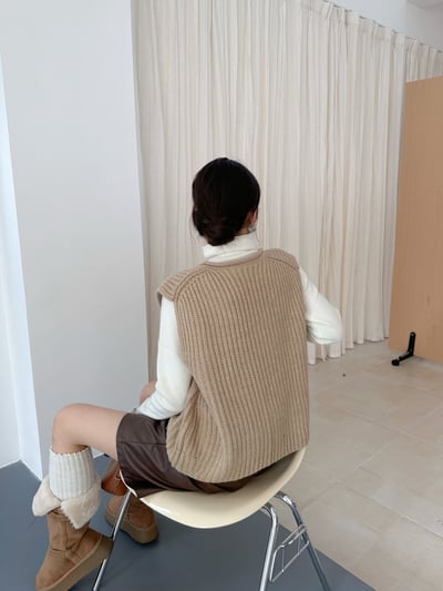 羊毛V領針織馬甲疊穿背心4