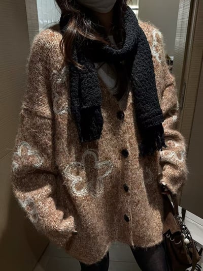 花朵刺繡針織外套厚款2