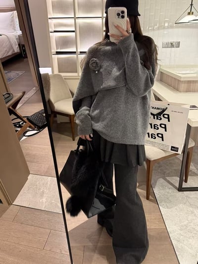 駱駝毛軟糯斗篷披肩毛衣4