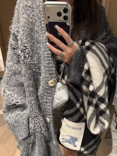 含毛羊駝流蘇毛衣大開衫10