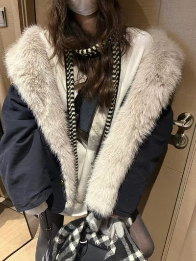 毛毛連帽派克夾棉夾克外套9