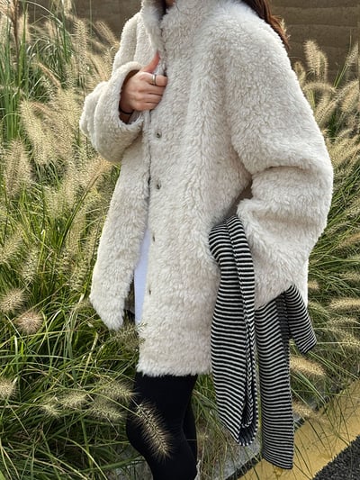 美拉德立領羊羔毛外套1