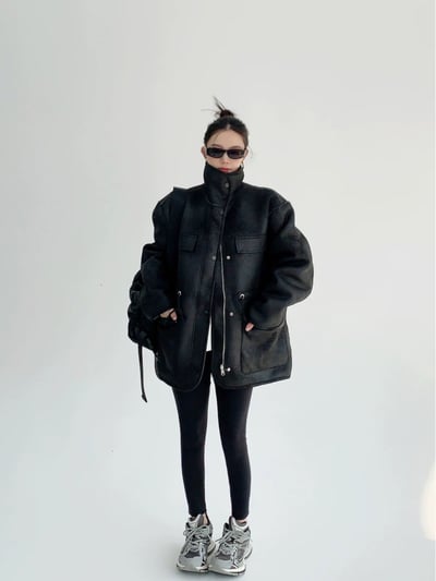 羊羔毛雙面穿麂皮外套4