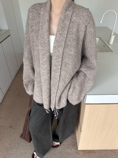 粗針毛衣短軟糯寬鬆鬆開衫1