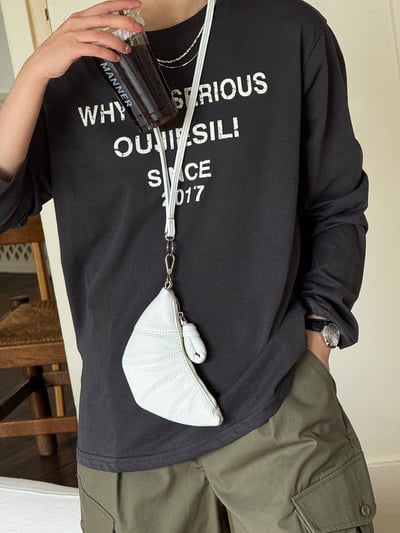 入秋薄款微透寬鬆字母印花圓領罩衫恤5