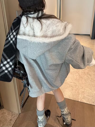 兩面穿皮草衛衣棉外套3