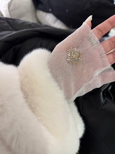 網紗長袖上衣釘珠立體拼接15