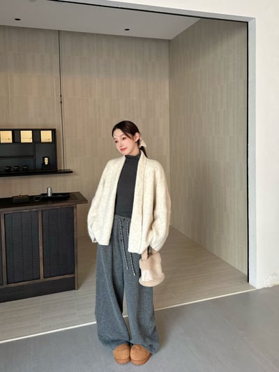 粗針毛衣短軟糯寬鬆鬆開衫5