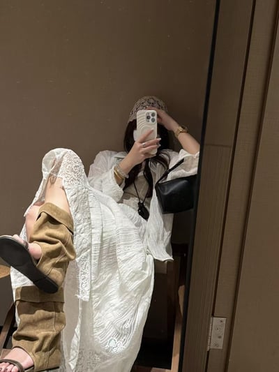 亞麻天絲暗格襯衫拼接蕾絲半身裙13