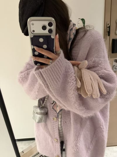 含毛羊駝流蘇毛衣大開衫5