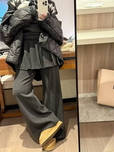 梨形磨毛喇叭百衛休閒褶4