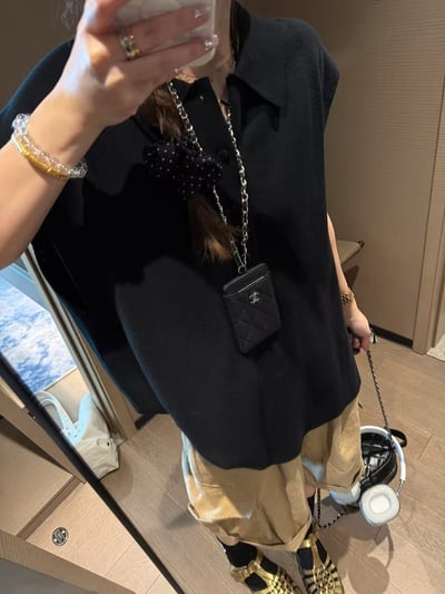 全棉紗POLO領愛心扣寬鬆上衣5