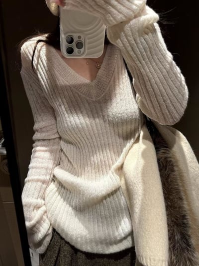 坑條針織羊毛馬海上衣2