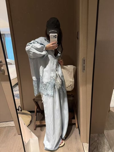 絲亞麻長袖蕾絲拼接防曬罩衫6