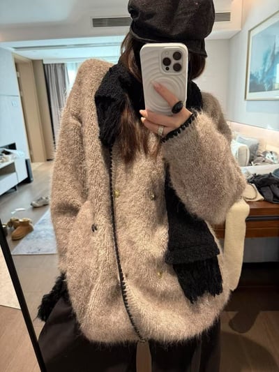 羊駝長毛毛圈明線大開衫4