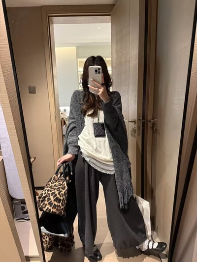 籠褲羊毛花苞加絨長褲2