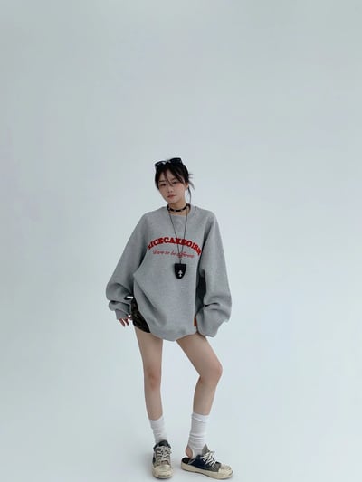 美式俏皮圓領oversize衛衣4