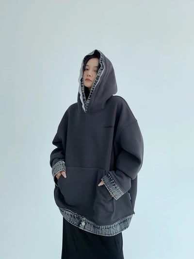 撞色拼接設計款帽T4