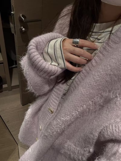 含毛羊駝流蘇毛衣大開衫20