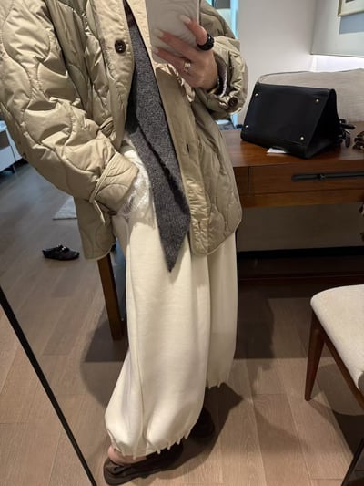 籠褲羊毛花苞加絨長褲3