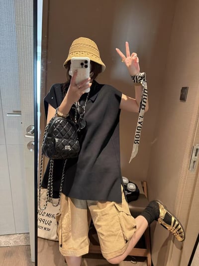 苧麻透氣個性口袋工裝中褲8