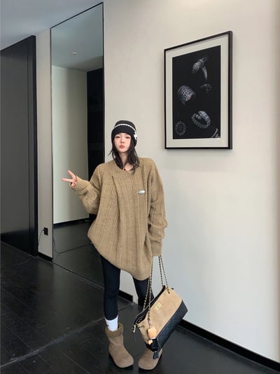 冬季復古鬆弛針織厚上衣4