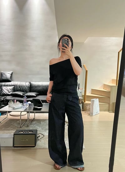 基本款斜肩輕薄露肩短袖棉質T卹21