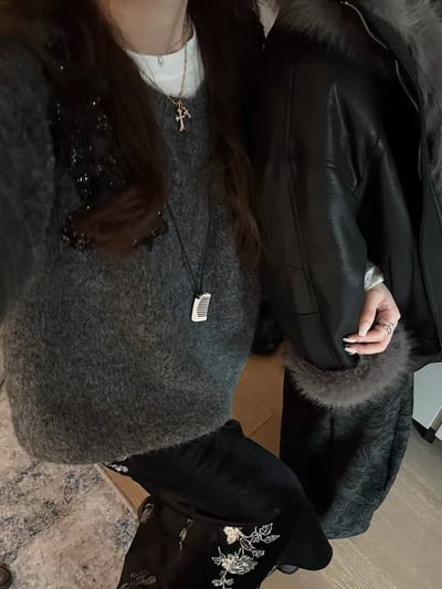 鏤空亮片亮片刺繡針織毛衣11