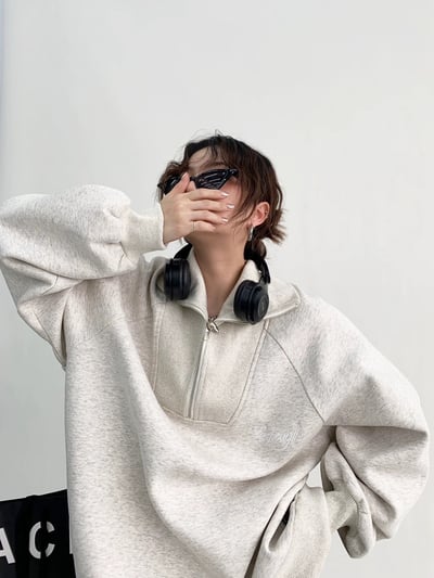 半拉鍊加厚連帽衛衣4