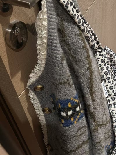 駱駝毛費爾島蕾絲大開衫外套12