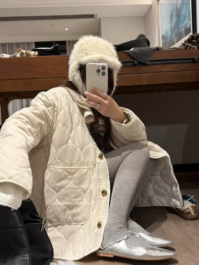 夾棉可拆式花邊領絲絨大衣14