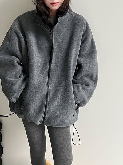 圓領短款抽繩外套3