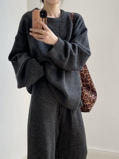 軟糯寬鬆套頭毛衣套裝5