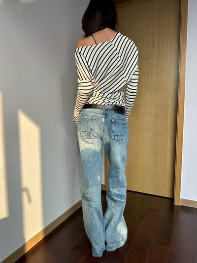 不規則剪裁露肩羊毛針織上衣8