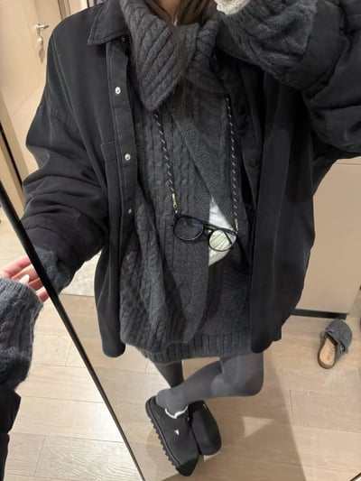 麻花大翻領絞花短裙套裝14