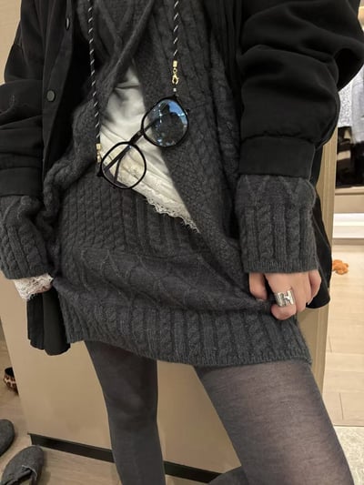 麻花大翻領絞花短裙套裝7