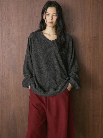 慵懶風Ｖ領針織上衣1