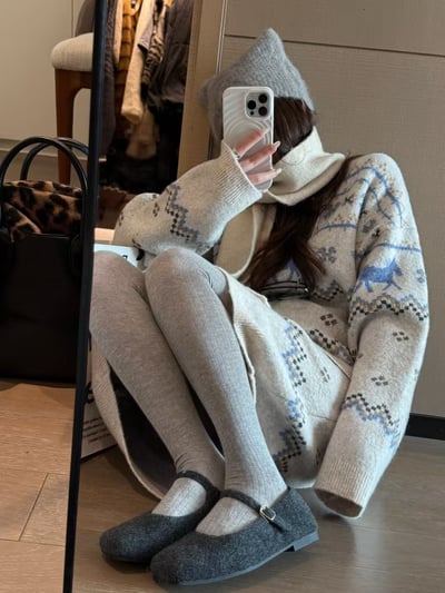 駱駝毛費爾島毛衣短裙套裝5