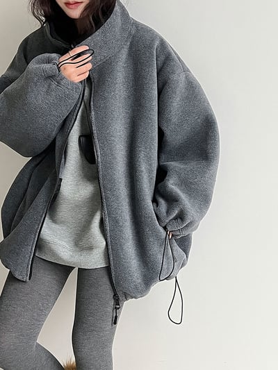 圓領短款抽繩外套5