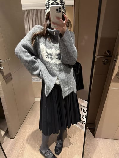 鬆緊腰細百褶中裙半身裙7