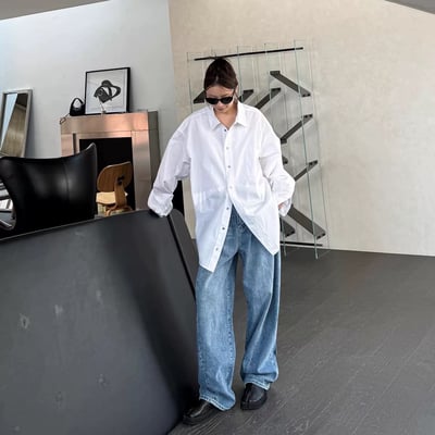 春秋不對稱顯瘦襯衫女設計感上衣6