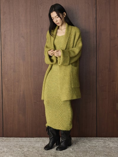 針織羊毛開衫＋長款吊帶裙4