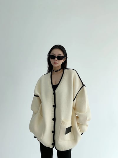 鬆弛感Ｖ領毛衣外套3