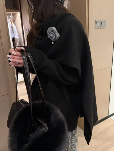 駱駝毛軟糯斗篷披肩毛衣6