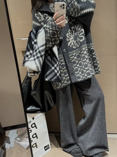 駱駝毛翻領費爾島開衫毛衣8