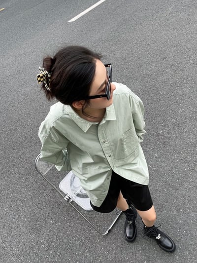 春秋不對稱顯瘦襯衫女設計感上衣5