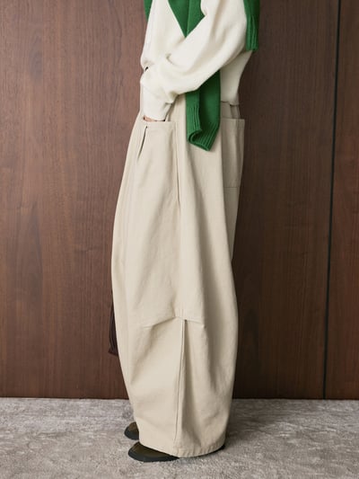 韓式復古工裝束腰闊腿褲6